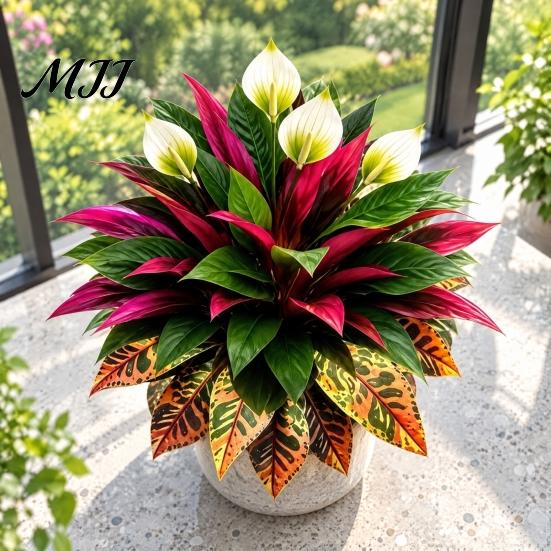 Realistic Artificial Ferns Fern Plant, Autumn Themed Faux Greenery Arrangement, UV Resistant Fake Sunroom Decoration Plants Leaves for Garden
