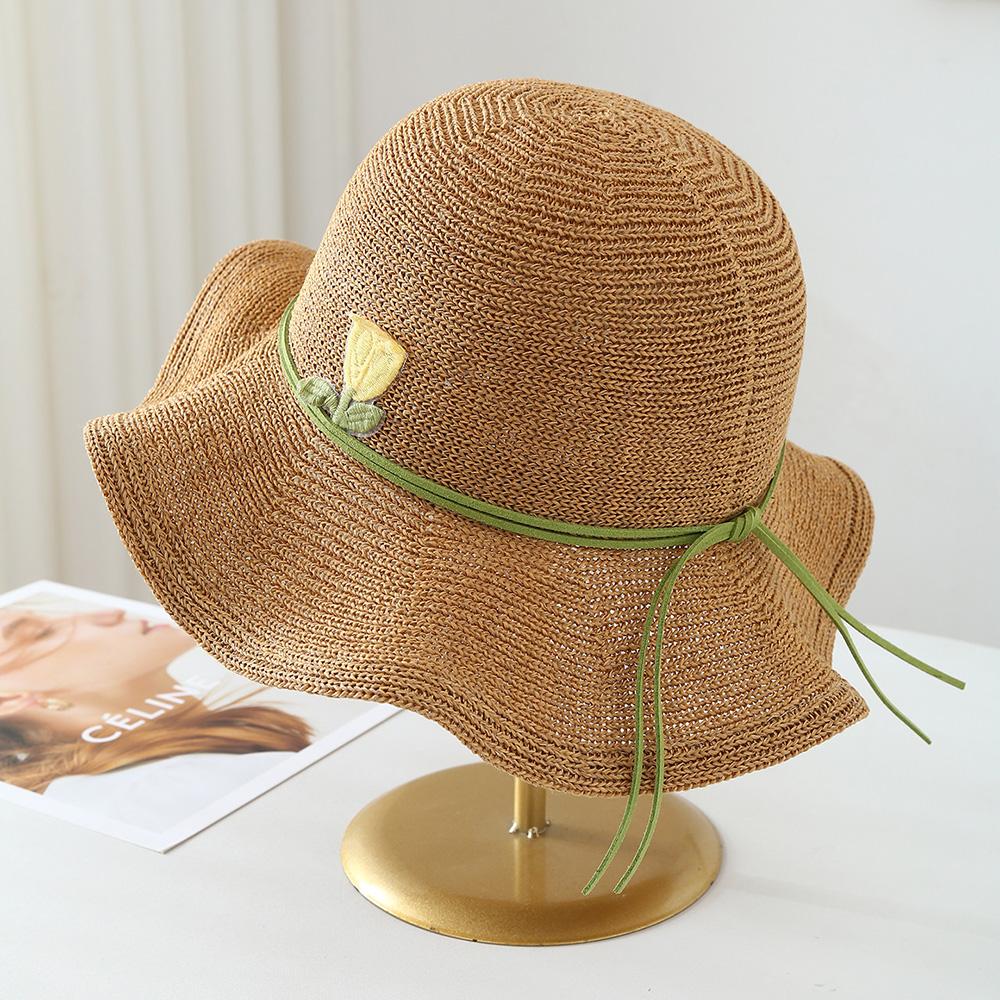 

Foldable Summer Beach Sun Hat Women s Wide Brim Straw Hat Tulip Breathable Fashionable Coastal Sun Protection Hats хаки