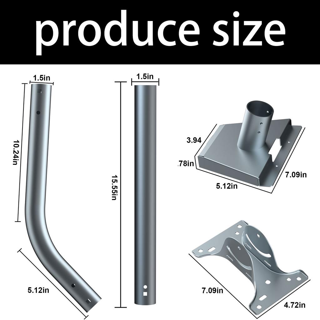 Adjustable Long Wall Mounting Kit Adjustable Roof Bracket Mount Elbow Pipe Adapter Support Accessories Easy Installation