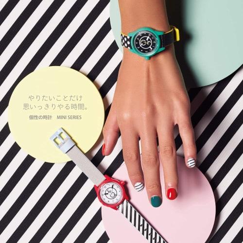 Citizen Cue & Cue Smile Solar Analog Mini Series Watch, Waterproof, Urethane Strap, Polka Dot Pattern, Black, RP01J033