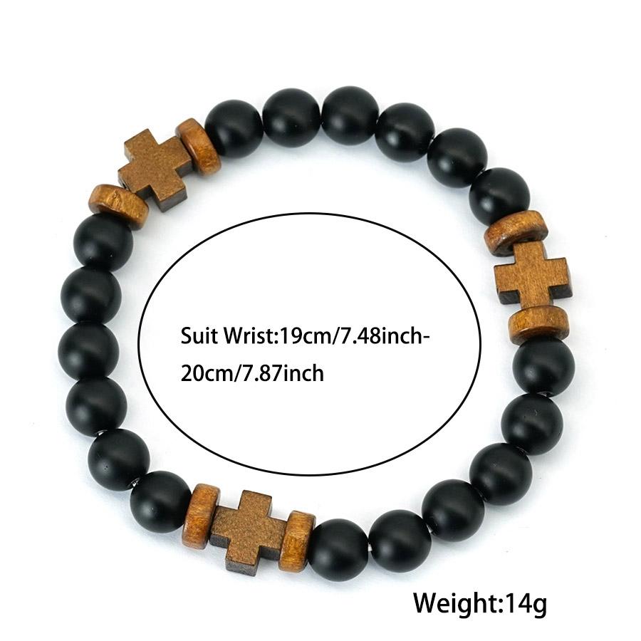 Braccialetto Noter New Cross per Uomo Legno Naturale Meditazione Guarigione Preghiera Charms Braccialetto 3 Opzioni di Colore Accessori Casual da Polso