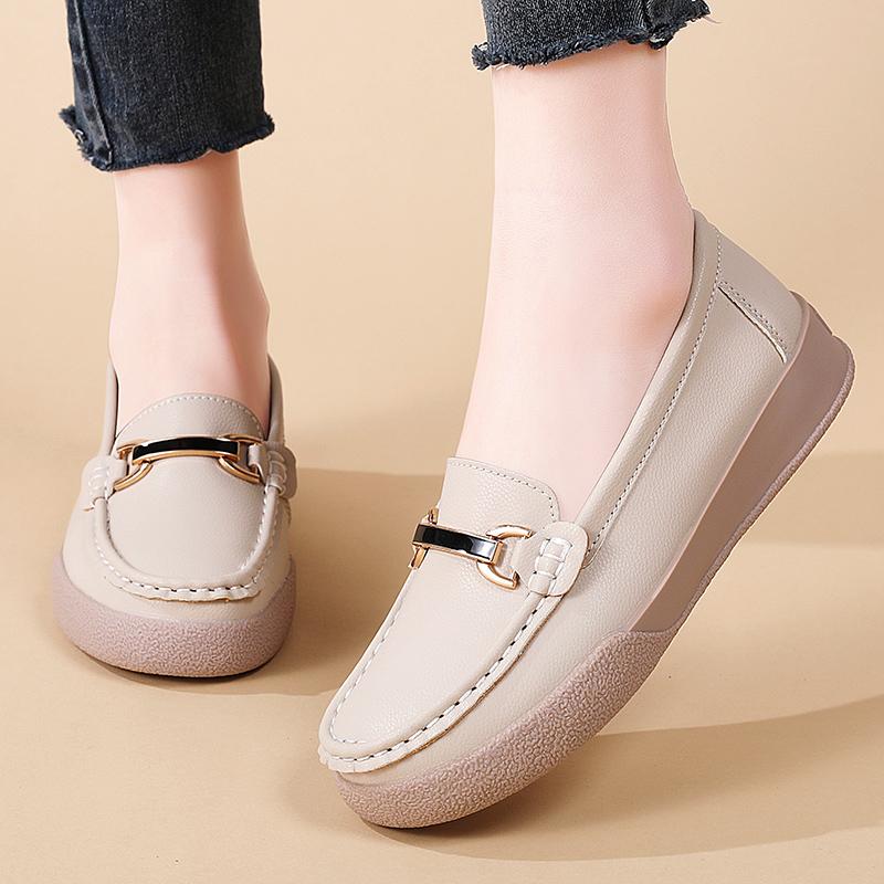 Women Moccasins Leather Shoes Driving Comfort Flats Casual Nurse Soft Minimalist Summer Breathable Shoes for Woman