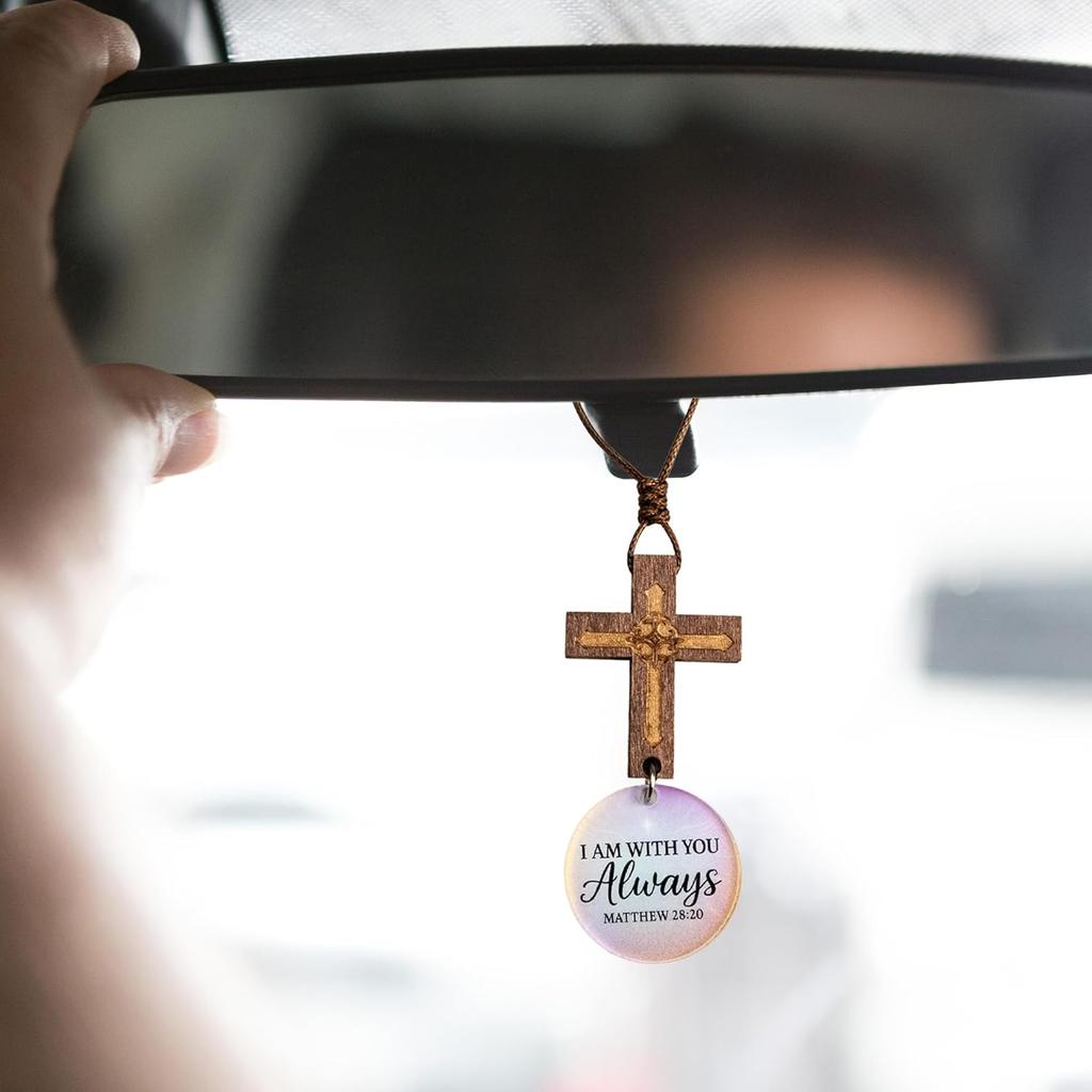 Cross for Car Mirror Hanging - Nativity set - daily bible verse - bible verse car rearview hanging cross ornament - christian gift - New Driver -