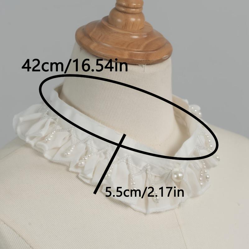 Vintage Ruffled Pearl Detachable Fake Collar Choker Elegant Lace Neck Collar For Dress Shirt Wedding Party Cosplay Decor