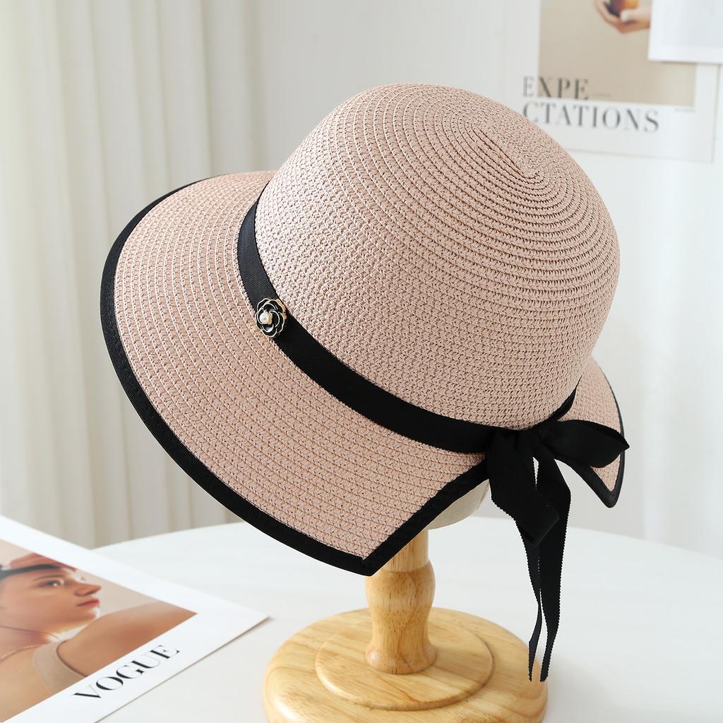 Sunscreen straw hat women beach hat, sun hat straw hat face small visor big brim bucket hat women
