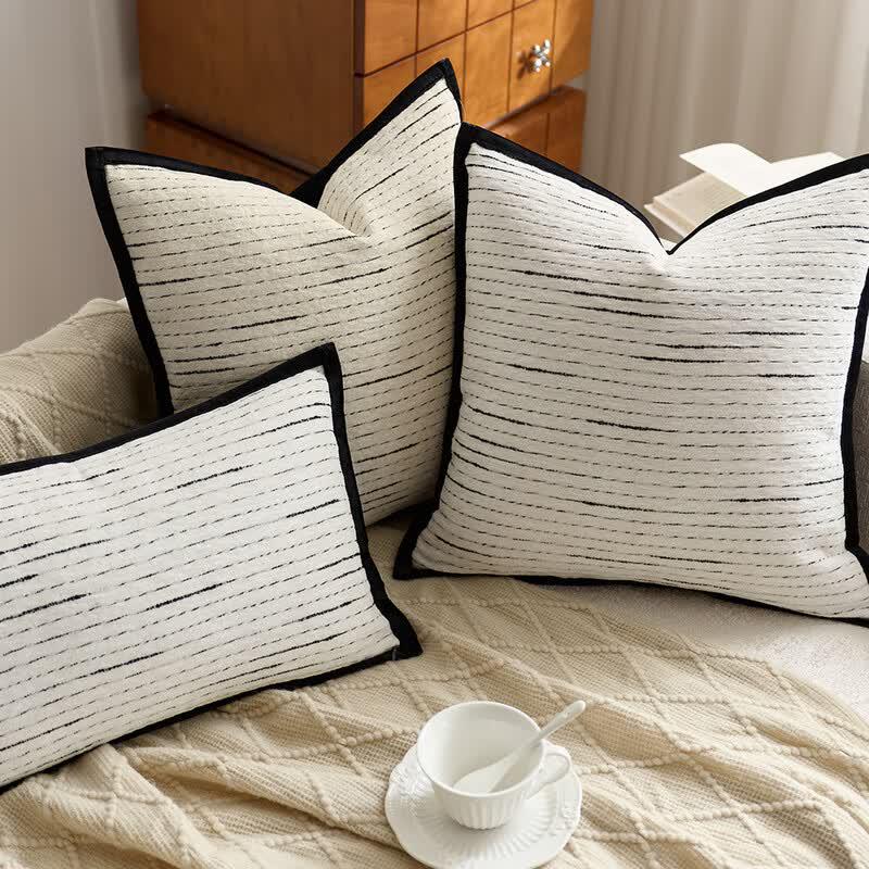 French Style Cream Yellow & Black Throw Pillow