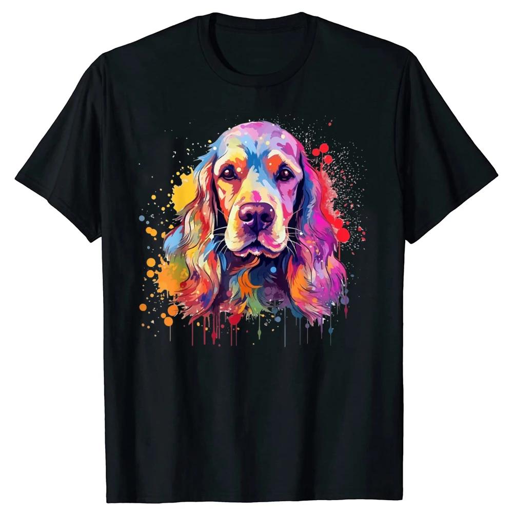 

Colorful Splash Art Cocker Spaniel Dog T Shirt Graphic T Shirts Men Clothing Tee Tops Round Neck Short-Sleeve Tshirt Camiseta... 5XL різнокольоровий