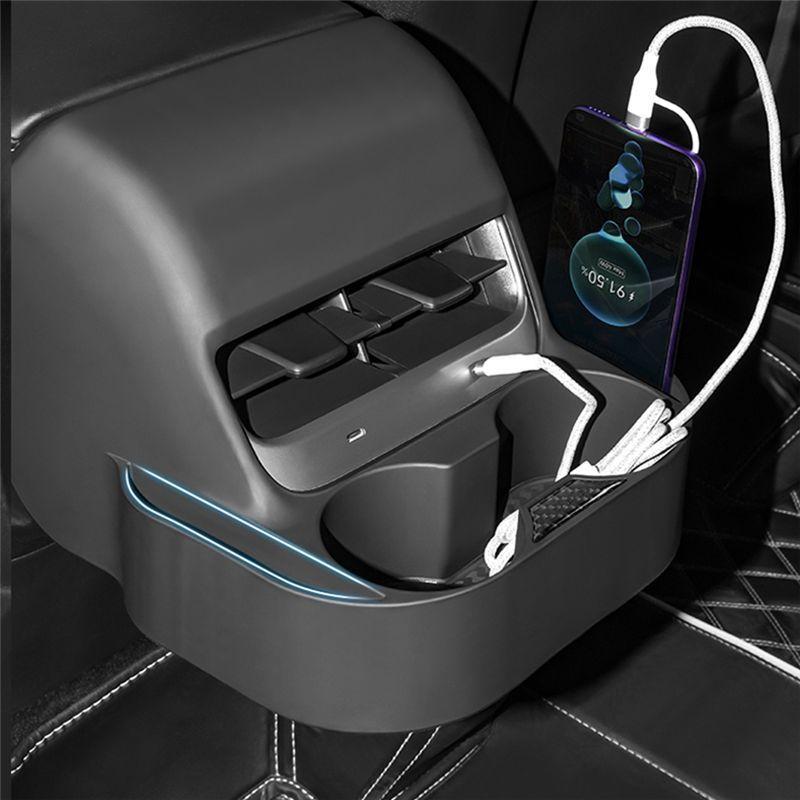 For Tesla Model 3 Model Y - Rear Seat Air Vent Cup Holder Storage Box Organizer Car Replacement Spare Parts Accessories
