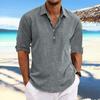 Men's Large Size Solid Color Shirt Linen Lapel Long-sleeved Casual Shirt Men's Breathable