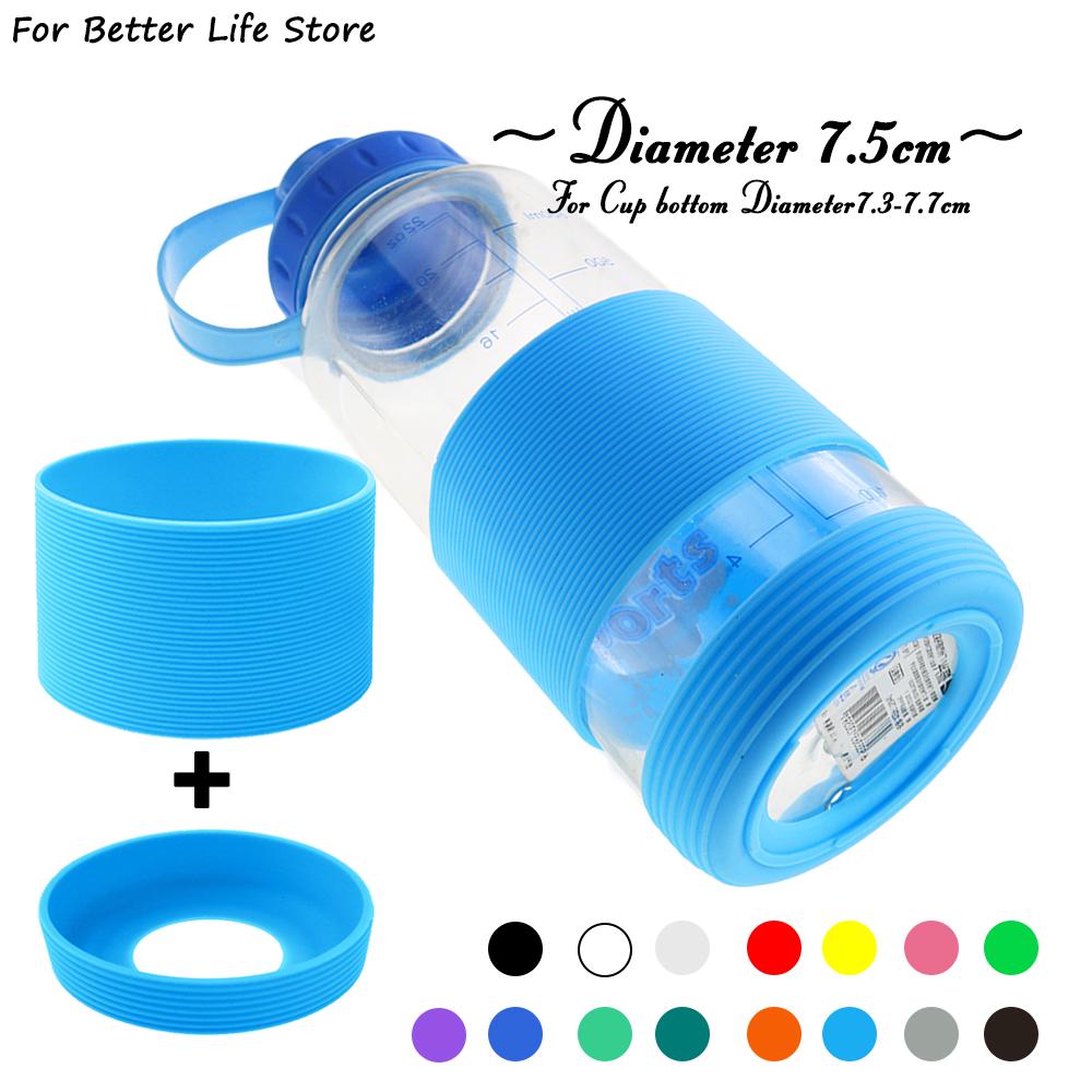2Pc/Set 7.5cm 15 Colour Threaded Soft Silicone Cup Sleeve And Bottom Suit Heat Insulated Anti Slip Good Toughnes Odorless