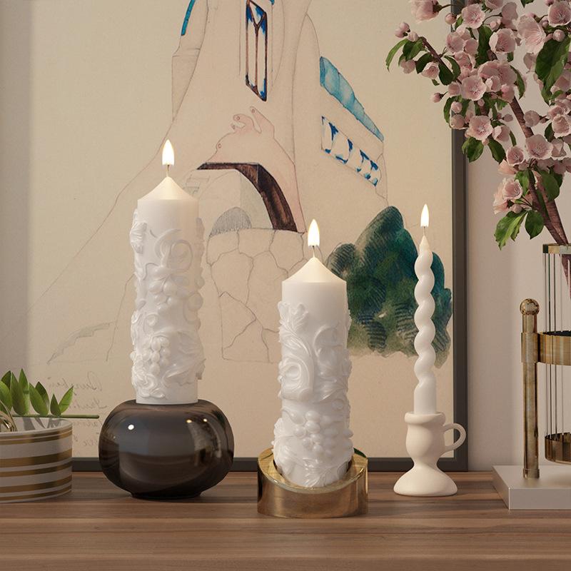 Cylinder Świece Zapachowe Forma Silikonowa DIY Forma do Gipsu z Kroplownikiem Forma na Świecę Kolumnową Winogronowa Ozdoba na Biurko Wyrób Świec