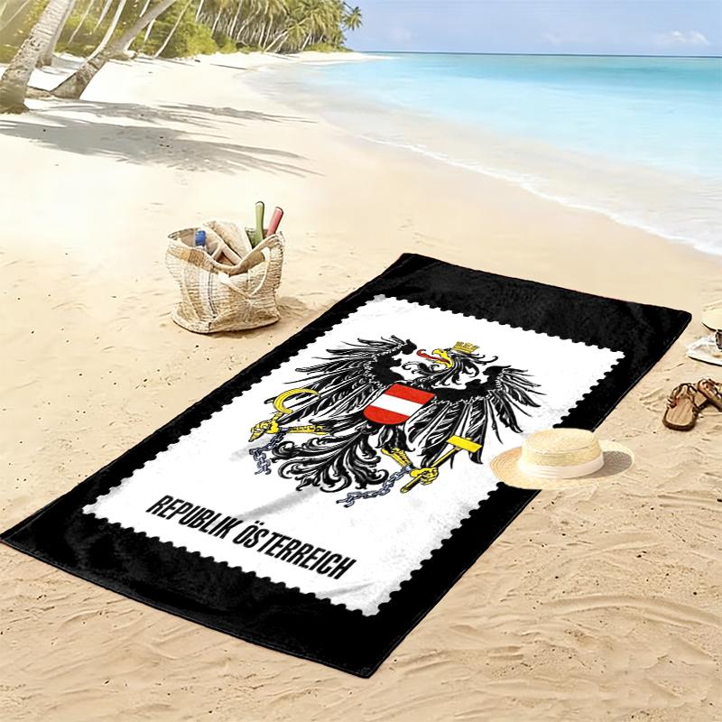 Republik Österreich Print Strandtuch, Großes Weiches Schnelltrocknendes Handtuch für Strand Camping Schwimmen