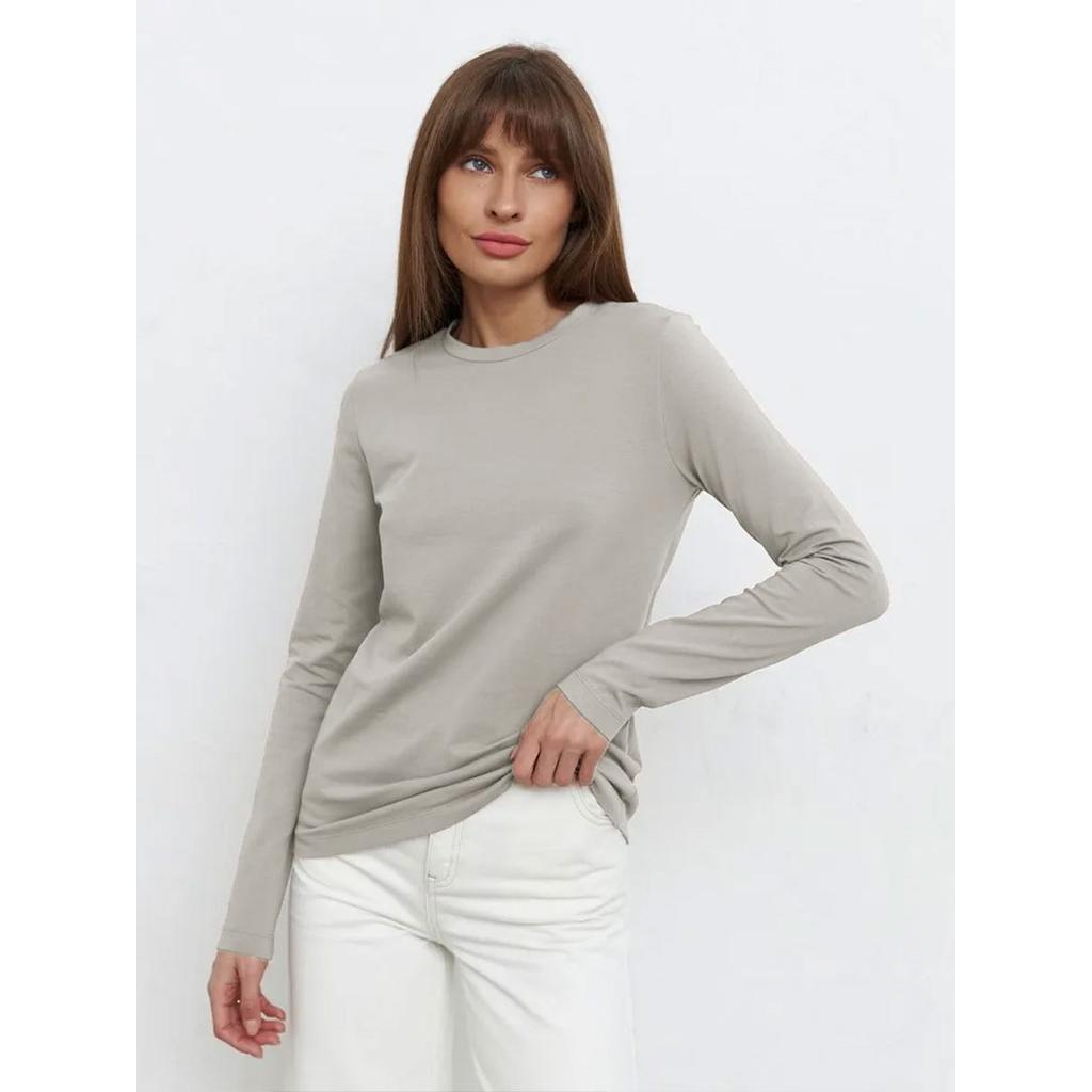 2025 Spring New Women's Cotton Long Sleeve T-Shirt Fashion Casual Versatile Office Round Neck Pullover Top