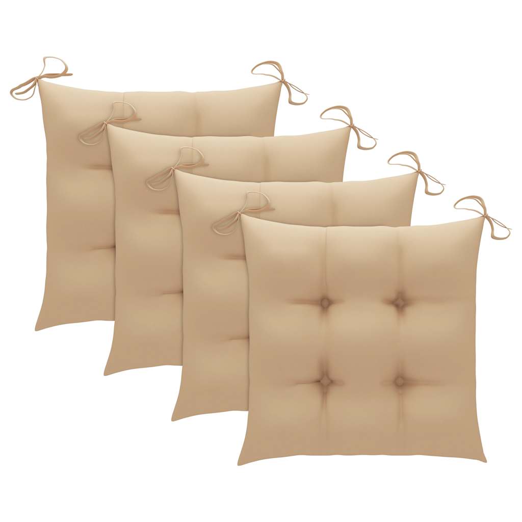 Garden Chairs with Beige Cushions 3 pcs Solid Teak Wood