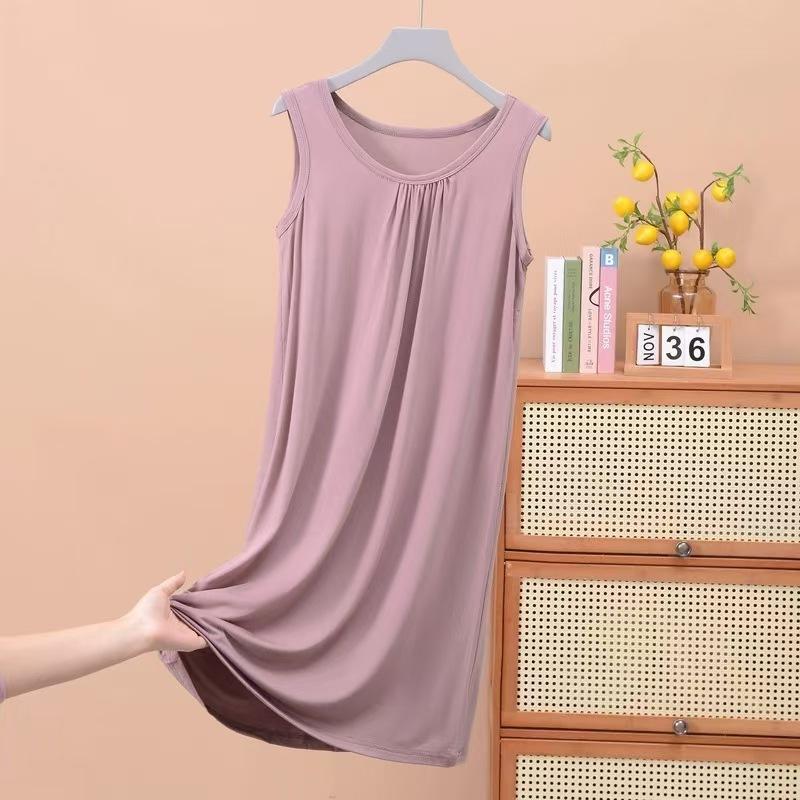 Pajama Women's Summer Sleeveless Vest Pajama Skirt, New Loose Large Size Suspender Skirt Spring and Summer