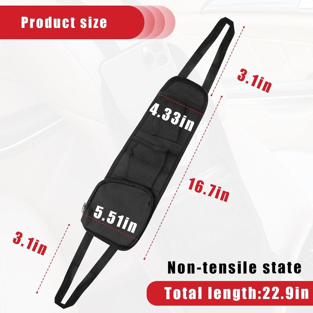 QUICTO 2PCS Car Seat Storage Hanging Bag, Multi-Pocket Seat Side Organizer, Multifunctional Mesh Net Pocket, Can Hold Mobile Phone, Wallet, Glasses,