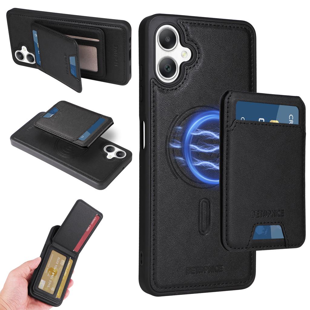 For Samsung Galaxy A06 4G Magnetic Case BETOPNICE RFID Blocking Leather Phone Back Cover with Detachable Card Bag