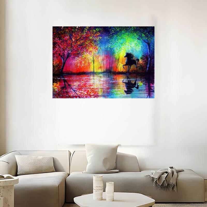 Canvas Horse Wall Art Animal Painting With Spray Technology For Home Decor