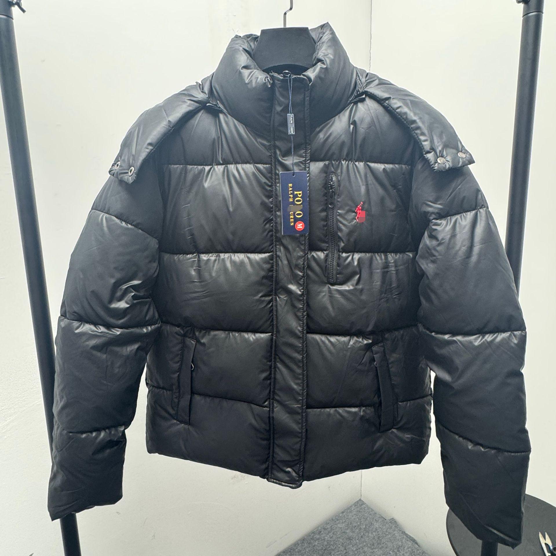 

Ralph RL Thickened Waterproof Windproof Down Jacket with Removable Hood - Trendy Cotton Couple Style Extra Large чёрный