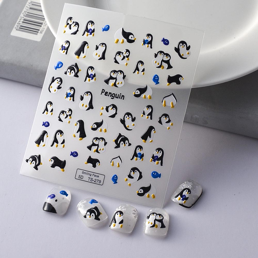 Penguin Arctic Iceberg 5D Waterproof Nail Stickers for Kids