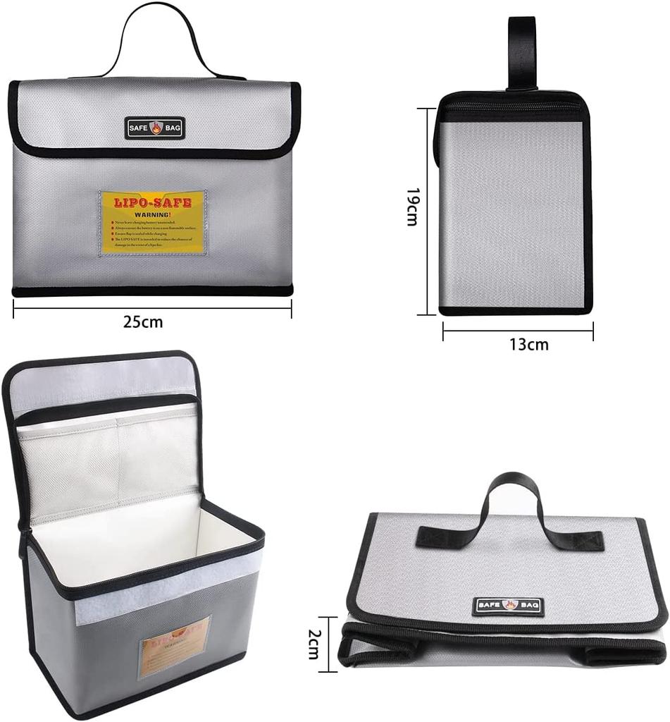 ENORD LiPo Bezpečnostná Ohňovzdorná Krabica Veľkosť Kabelky x 25cm x Taška, Puzdro, Odolné voči Výbuchu, Ohňovzdorné, Vodotesné, Skladovanie, LiPoGuard, Malé, (13cm 19cm)