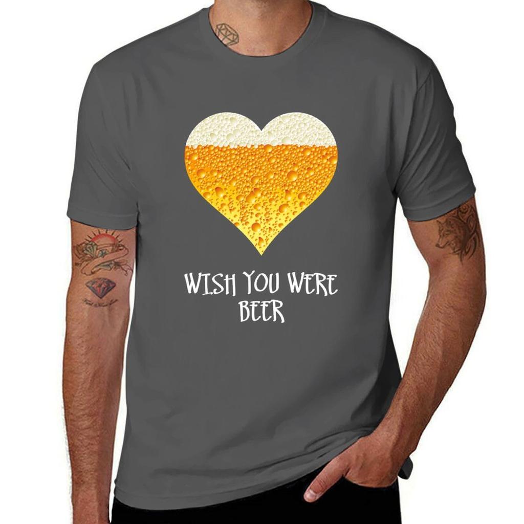 Wish You Were Beer (Dark) Tshirt Minimalist Graphic Tee Shirt