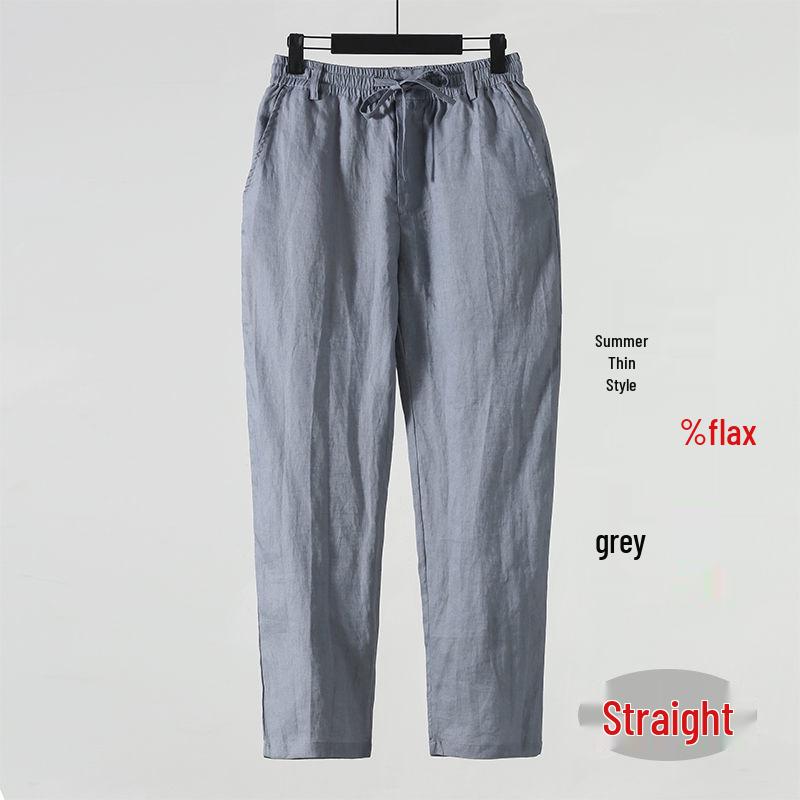 

Мужские свободные повседневные брюки Nine-Point из льна и хлопка XL светло-серый