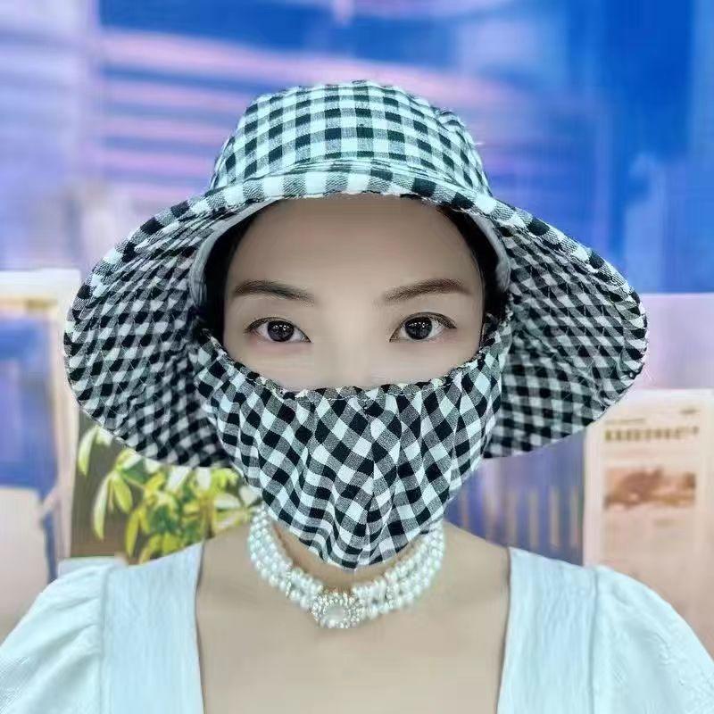 Premium Summer New Hat Mask Integrated Sun Hat Sun Protection Large Brim Mask Veil Summer Tea Picking Cycling