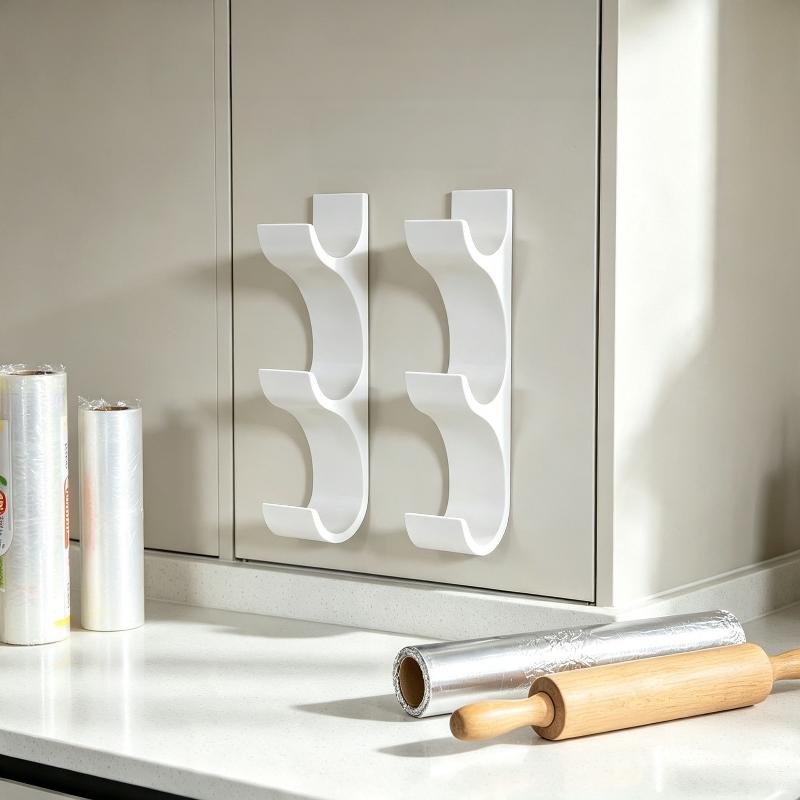 2-Piece Plastic Kitchen Paper Holder For 3 Rolls Food Wrap Aluminum Foil Storage Organizer Rack Kitchen Accessories