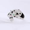 Nastavitelný Otevřený Leopardí Prsten pro Ženy Luxusní Styl Plně Osázený Diamanty Panther Prsten Elegantní Šperk