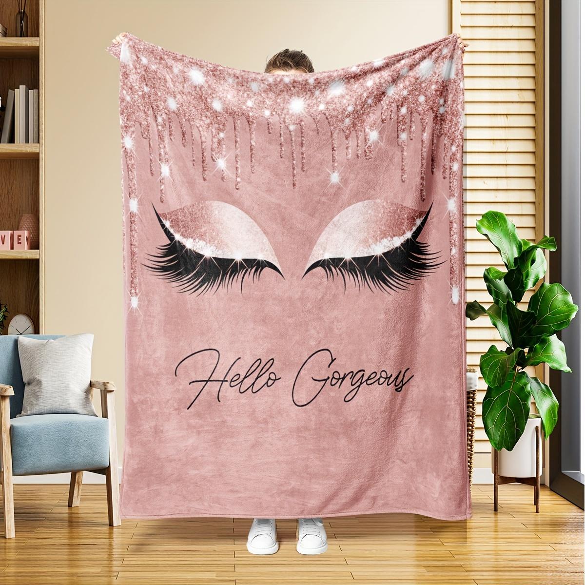 

1pc Sweet Girl Makeup Art Eyelash Pattern Flannel Blanket Lunch Rest Cover Blanket Sofa Bedding Supplies 100x150cm