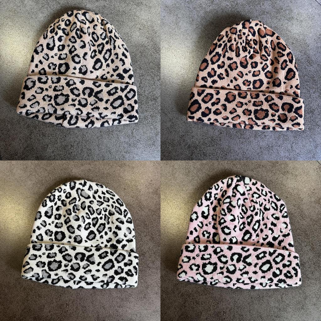 Knit Hat Fashion With Leopard Print Design Suitable For Daily Seasons Cold