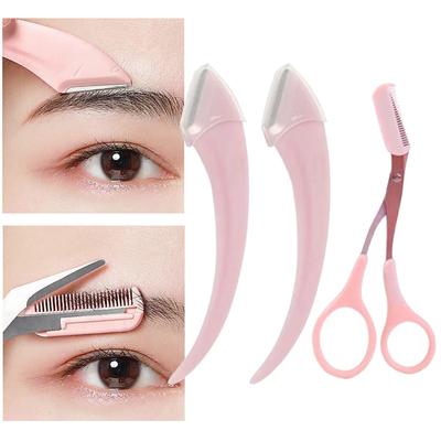1/2/3 Stücke Augenbrauen-Trimmmesser Augenbrauen-Gesichtsrasierer für Frauen Augenbrauenschere mit Kamm Brauentrimmerschaber