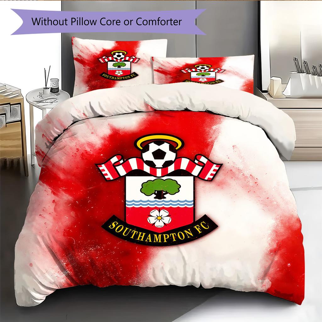 Southampton F.C Vzorovaná Sada Povlečení Prošívaná Přikrývka Domácí Dekorace Dárek (1 * povlak na peřinu + 2 * povlak na polštář bez jádra)
