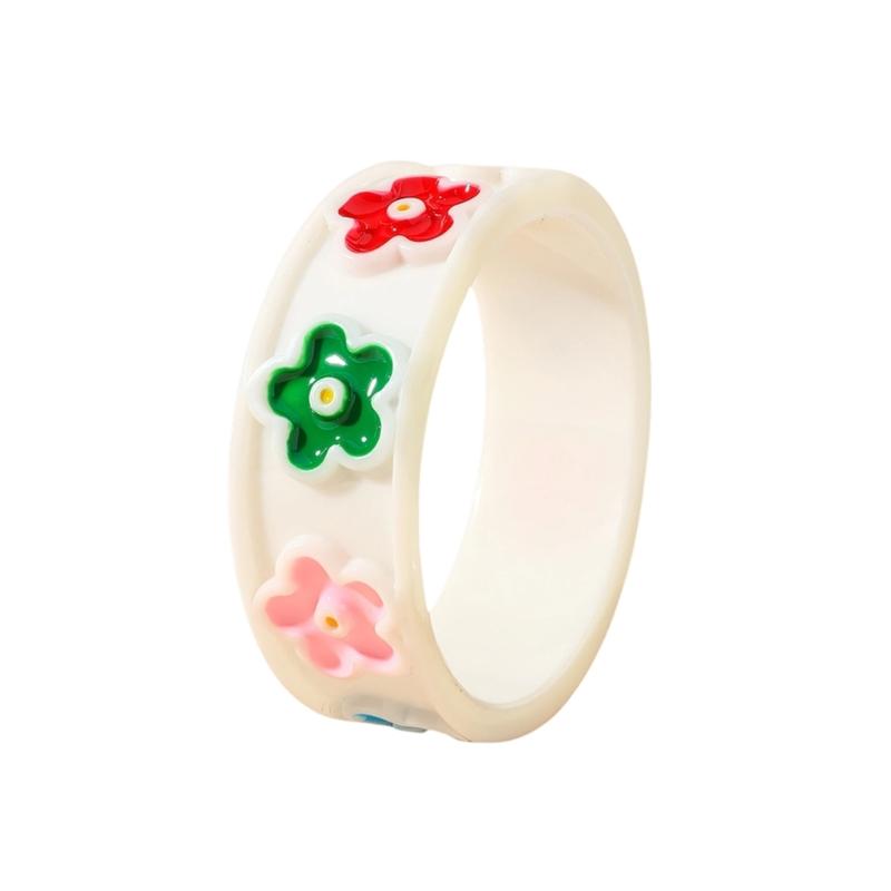 Элегантный Цветочный Браслет-Браслет из Смолы с Капельным Маслом для Женщин Винтажный Дизайн Сердце Цветок Легкий Удобный Ювелирный Подарок белый