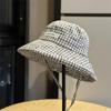 New Korean-style Plaid Fisherman Hat for Women, Summer Sun Protection Bucket Hat, Suitable for Large Head Circumference, Makes the Face Look Smaller,