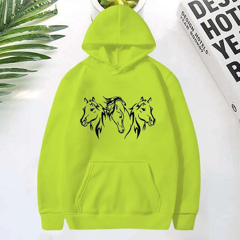 Horse Head Pattern Print Hoodies For Women Fashion