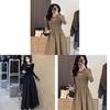 French Style Knit Spliced Long Dress With Hood For Elegant Autumn Women