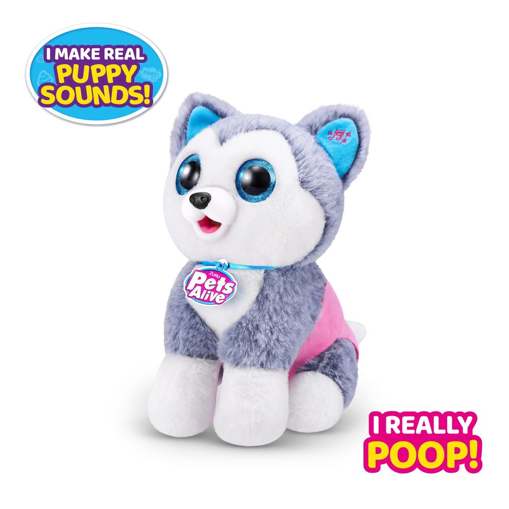 ZURU Surprise Puppy Plush Pets Alive Pooping Puppies (Husky) Super Soft Plush Toy Interactive Toy Pet Electronic Pet Puppy for Girls and Kids