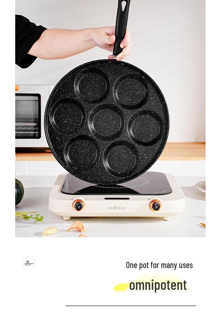 Seven-hole Non-stick Maifan Stone Frying Pan for Eggs and Pancakes.
