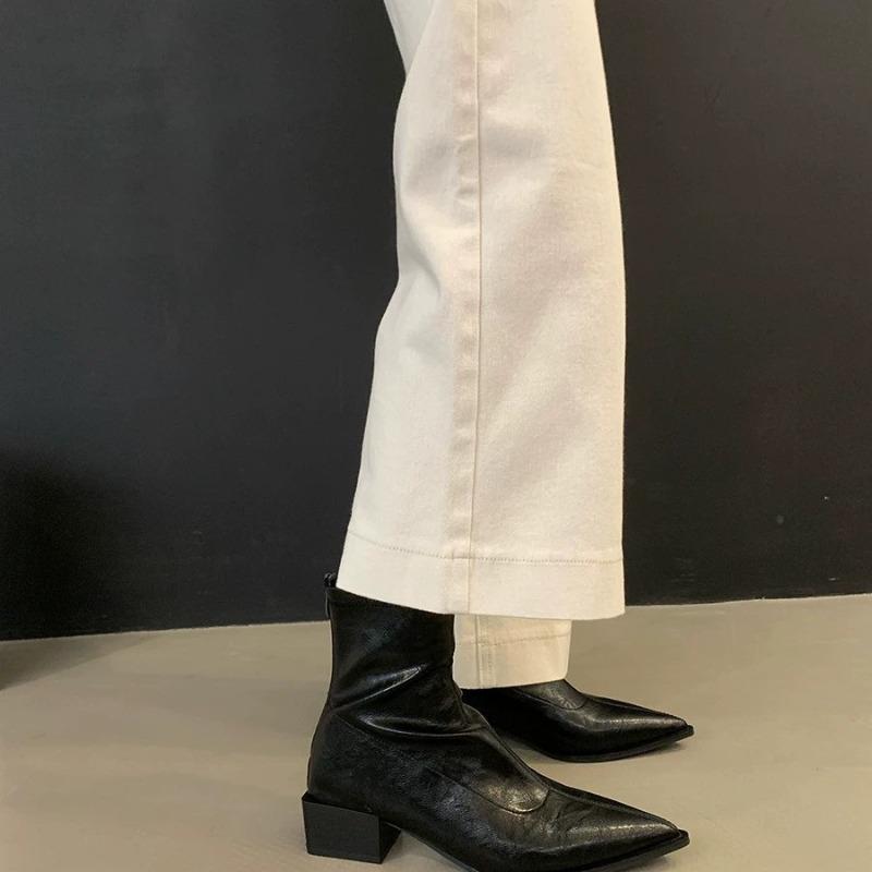 Shoes Pointed High-heeled Short Boots Women's Shoes New Spring and Autumn Single Boots Brown Thin Martin Boots