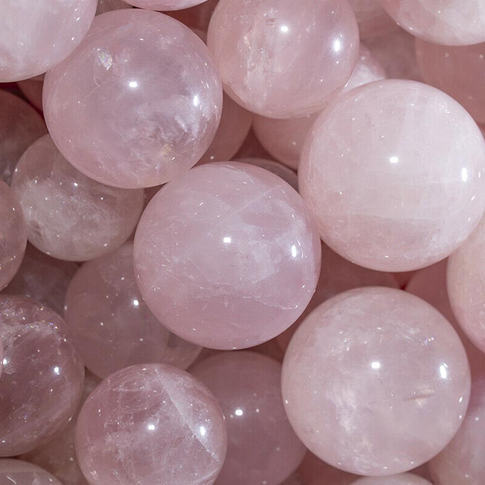 1pc Natural Pink Rose Quartz Magic Crystal Ball Sphere Reiki Healing Gemstone 40-45mm