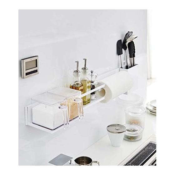Yamazaki Jitsugyo 5104 Magnetic Kitchen Wall Bar Wide White Approx. W84XD1XH7.3cm Tower Wall Storage System Bar Magnetic Mounting
