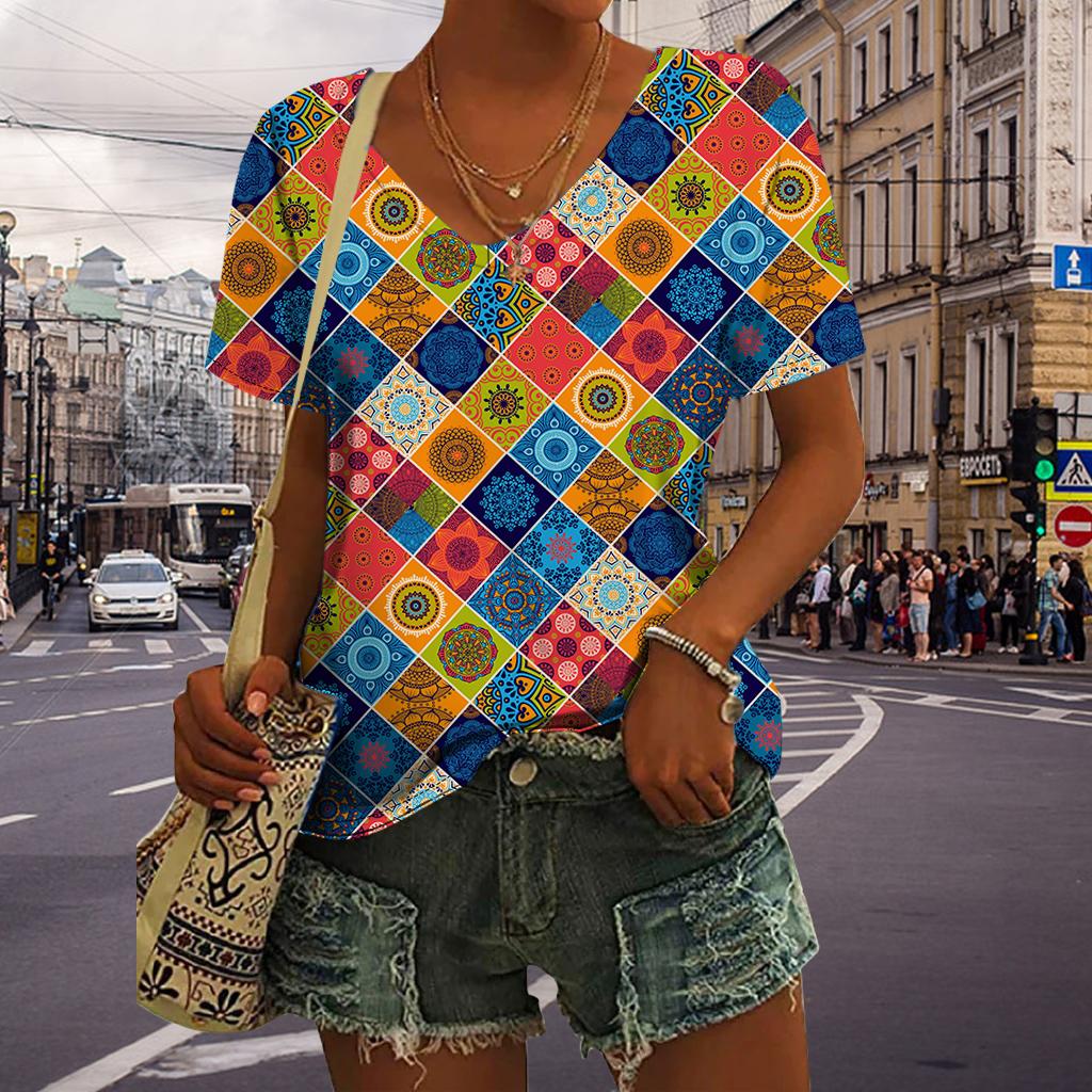 

Женские топы с v-образным вырезом и короткими рукавами, розовые снежинки с принтом, свободная футболка, повседневная блузка 8XL жёлтый