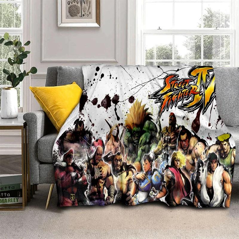 Street Fighter Retro Game SF Gamer Deken, Zachte Plaid voor Huis Slaapkamer Bed Bank Picknick Reizen Kantoor Dekentje Kinderen