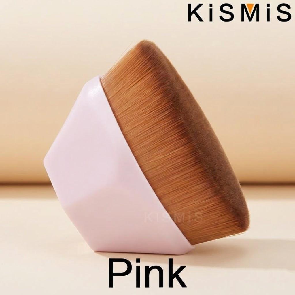 

High Density Flat Top Kabuki Makeup Brush for Flawless Powder Liquid Cream Application Professional Beauty Tool рожевий