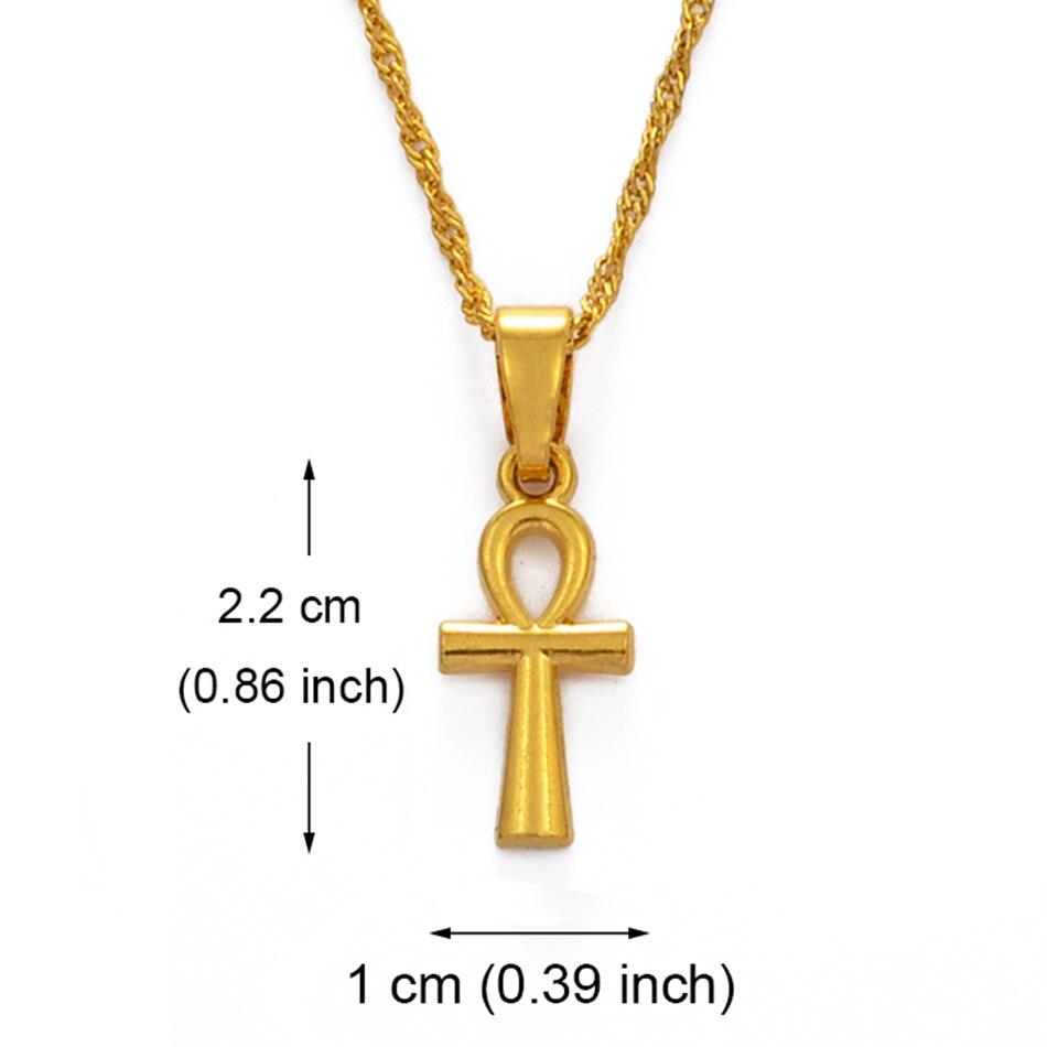 Anniyo Ankh Pendant Necklace Women Girls Gold Color African Egyptian Cross Charms Jewelry Egypt Hieroglyphs,Crux Ansata #229806