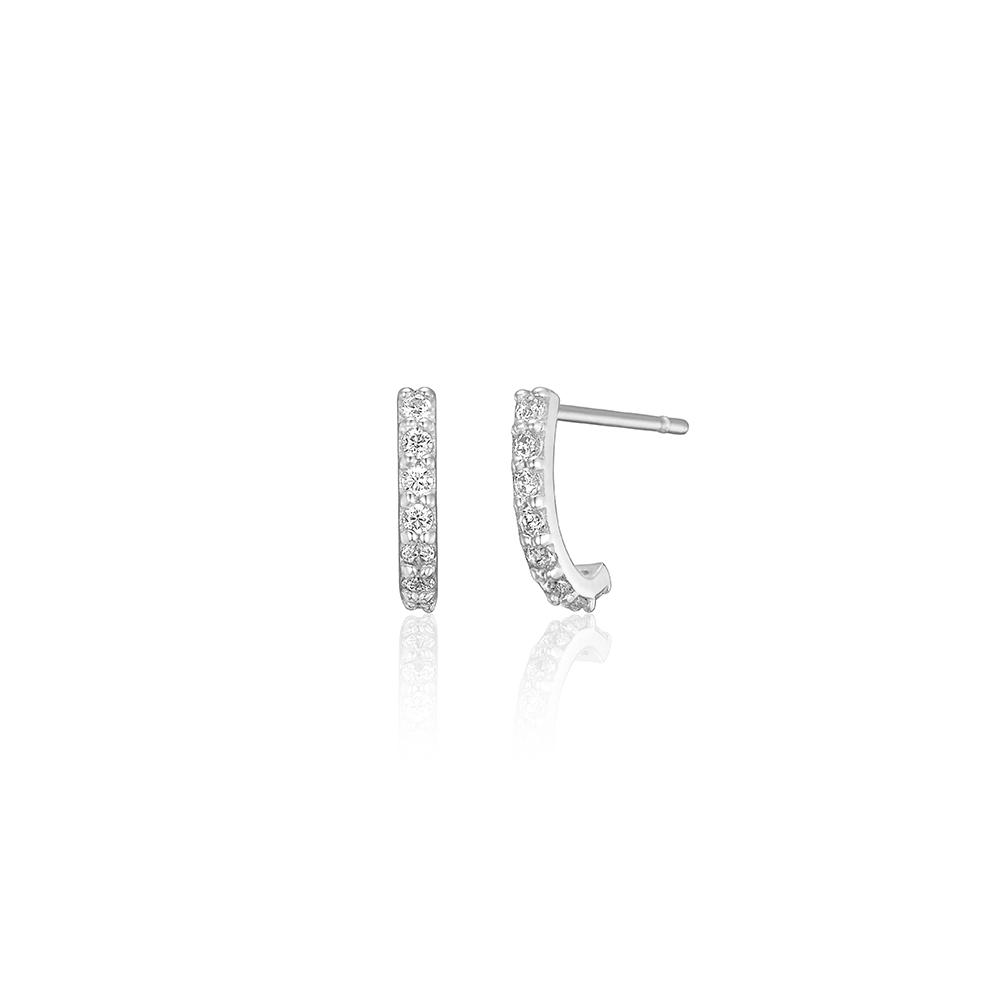 Lunne 14K Basic Curve Pavé Stud Earrings (14K Gold) Lfe39