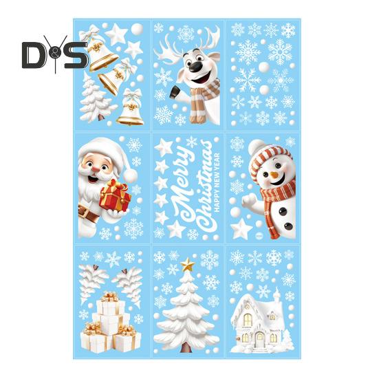 

9 листов рождественских наклеек, неклейкие наклейки на окна в виде снежинок, водонепроницаемые наклейки с изображением Санта-Клауса для рождественской вечеринки в стиле зимней страны чудес A