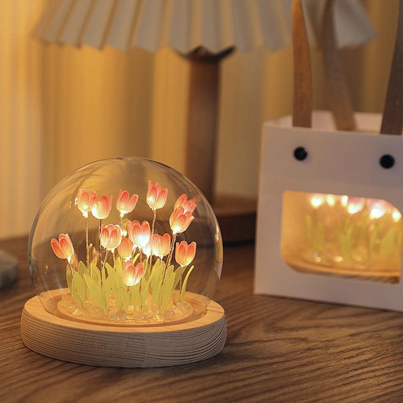 Tulip Night Light DIY Kit: Creative Desktop Ornament Gift for Girls' Bedroom or Valentine's Day